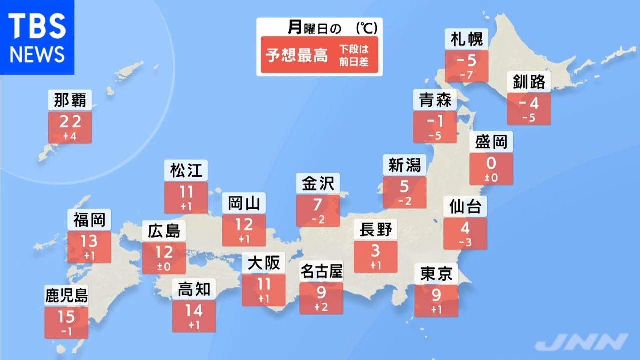 【1月2日 夕方 気象情報】明日の天気