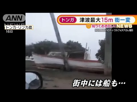 トンガ“最大15m”津波で・・・街一変「飲み水に困る」(2022年1月19日)