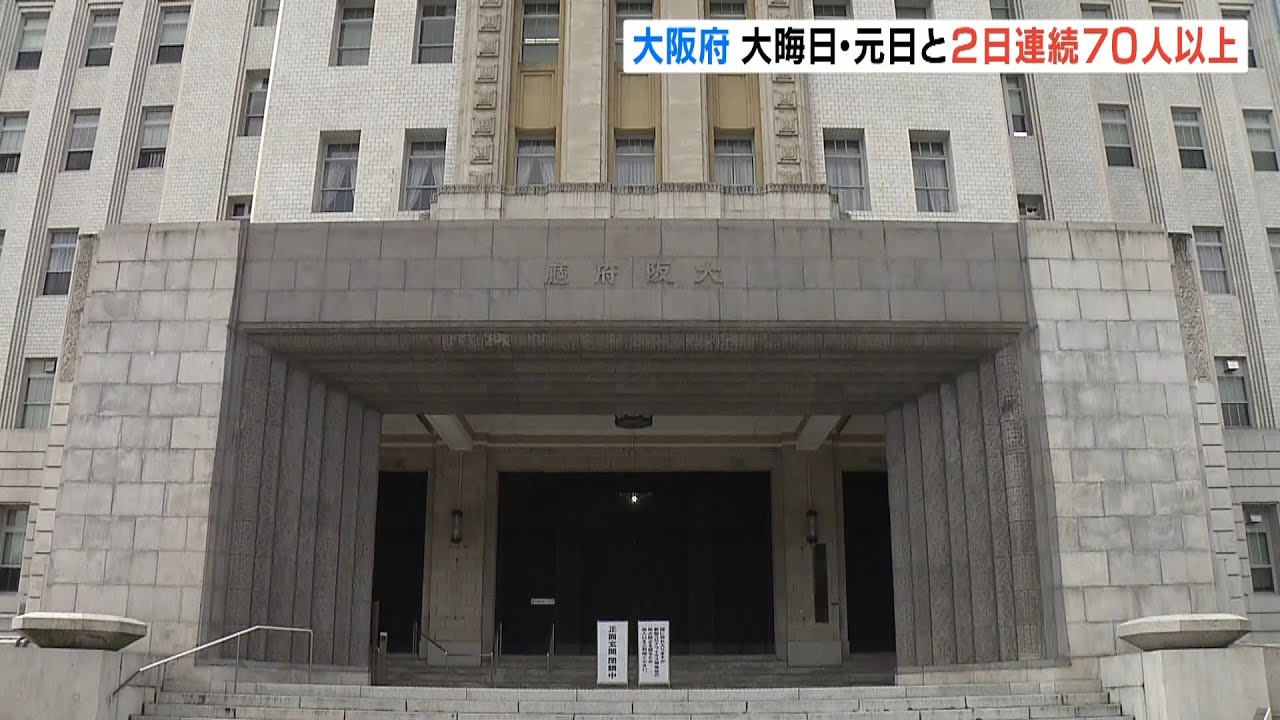 大阪府で新たに７０人の新型コロナ感染確認　前週の同曜日から約５０人増（2022年1月2日）