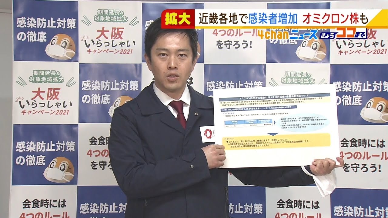近畿各地でコロナ感染者増加…大阪で8人のオミクロン株感染確認 全員入院を見直しへ(2022年1月5日)