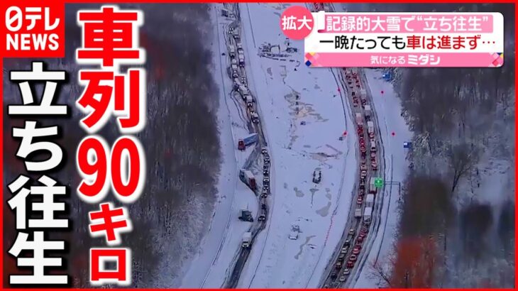 【アメリカ】記録的大雪 “立ち往生”の車列９０キロ