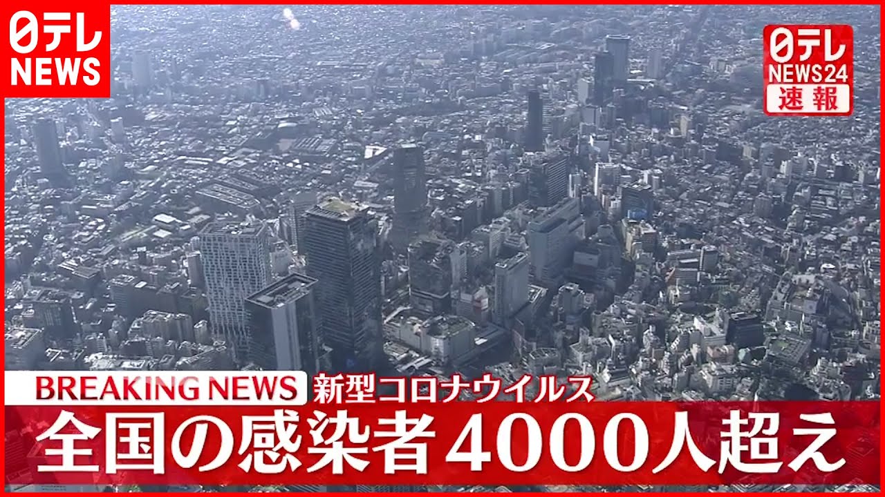 【速報】全国の感染者４０００人超える　新型コロナウイルス