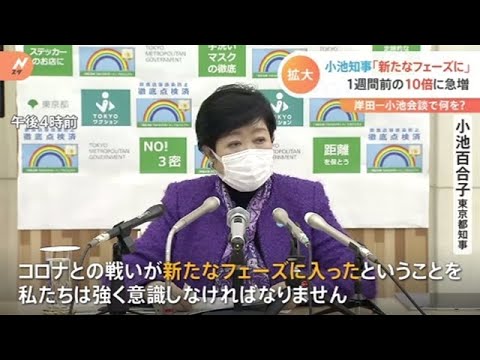 小池都知事「新たなフェーズに」 １週間前の１０倍に急増