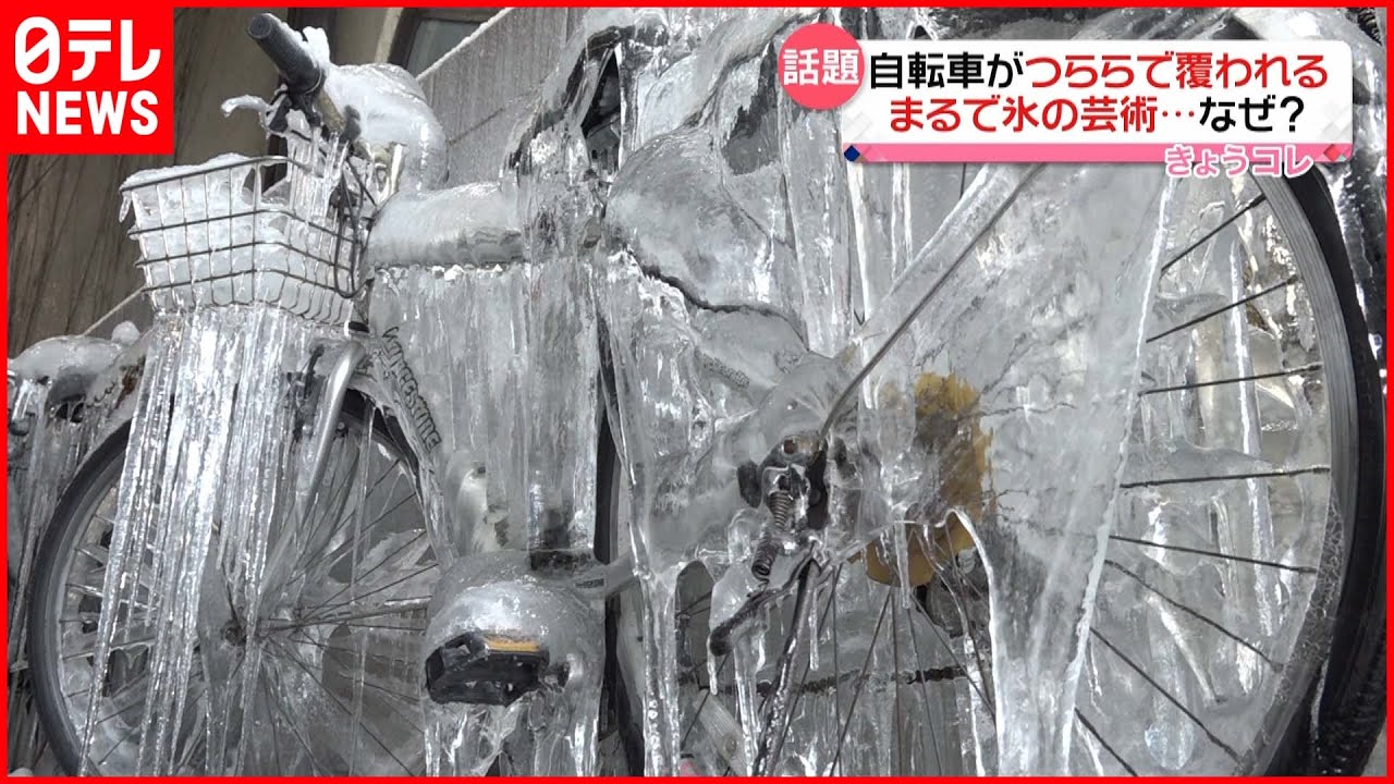 【愛車が氷漬け】まるで“芸術作品”…自転車がつららで覆われる　山形