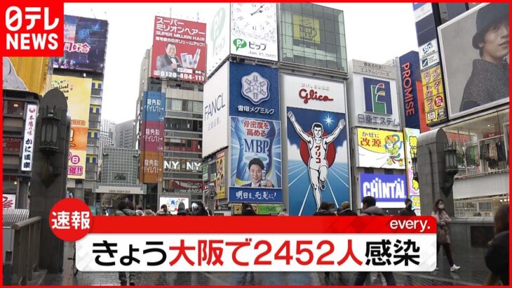 【速報】大阪２４５２人の新規感染確認 ４か月ぶり２０００人超