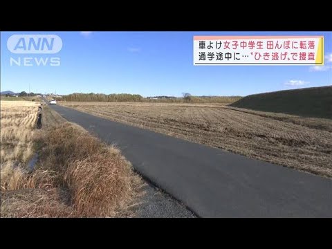 車よけ女子中学生が田んぼに転落　ひき逃げで捜査(2022年1月13日)