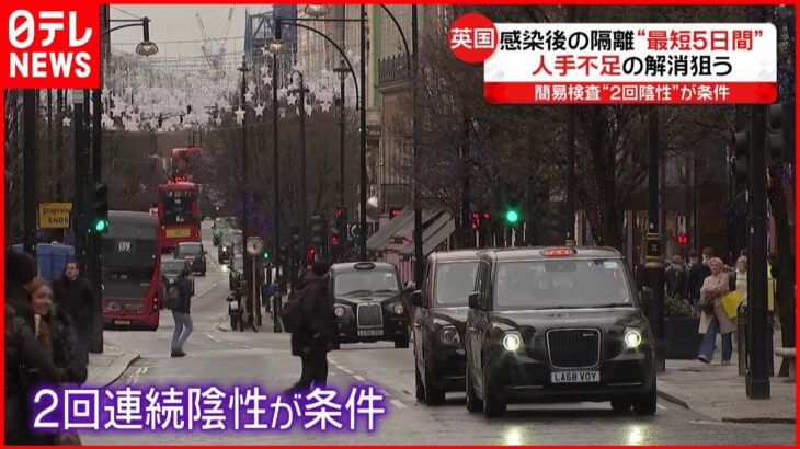 【イングランド】“人手不足”解消狙い…隔離期間“最短5日間”に イギリス　新型コロナウイルス