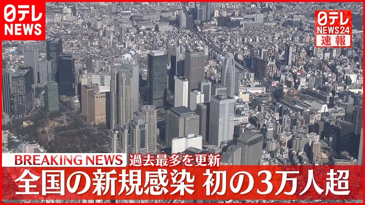 【速報】全国の新規感染者 初の３万人超え 過去最多