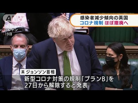 英　感染者数減少傾向でマスク着用義務など撤廃へ(2022年1月20日)