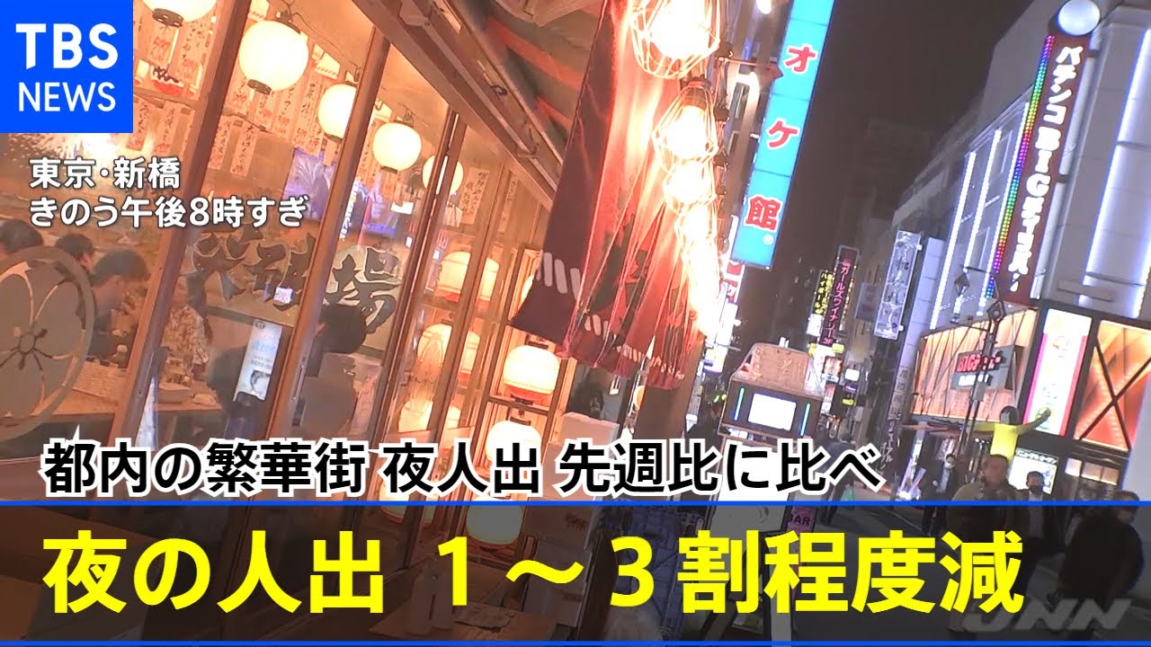 都内の繁華街 夜の人出は先週比１～３割程度減【新型コロナ】