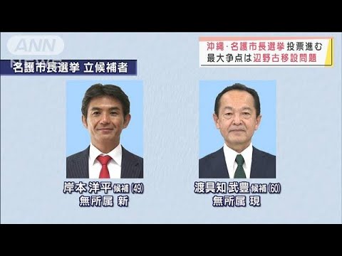 沖縄・名護市長選挙投票進む 最大争点は辺野古問題(2022年1月23日)