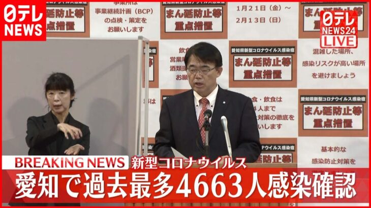 【速報】愛知４６６３人の新規感染確認　２日連続で過去最多更新 新型コロナ