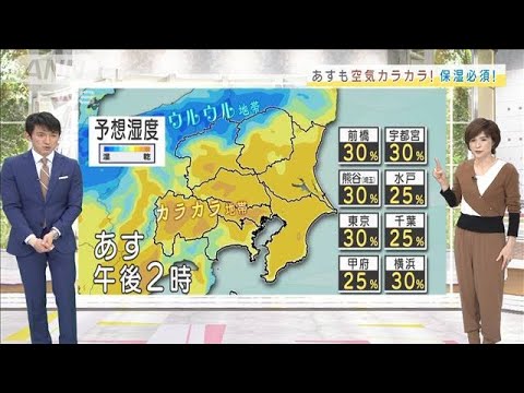 【関東の天気】晴れても気温上がらず　空気カラカラ(2022年1月27日)