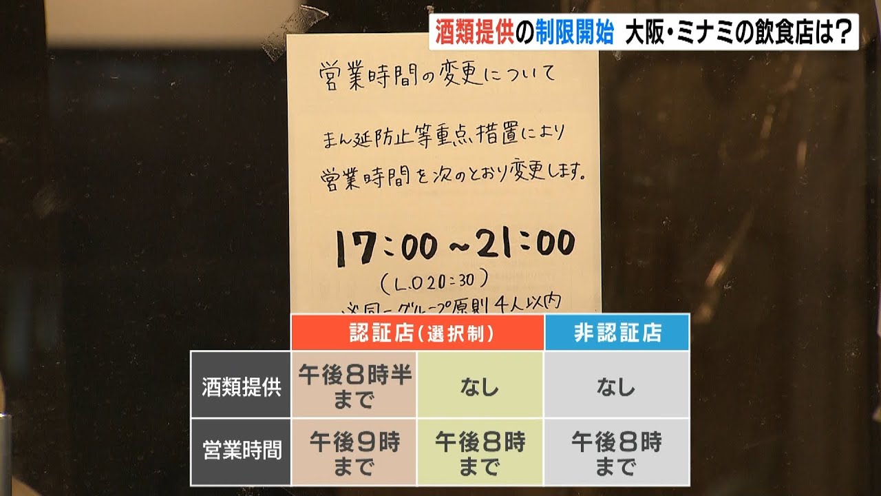 「酒なしだと客が来ない」酒類提供を決めた飲食店 大阪『まん延防止』適用初日の夜(2022年1月28日)