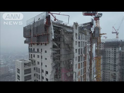建設中のマンション外壁が崩落・・・作業員6人が安否不明　韓国(2022年1月12日)