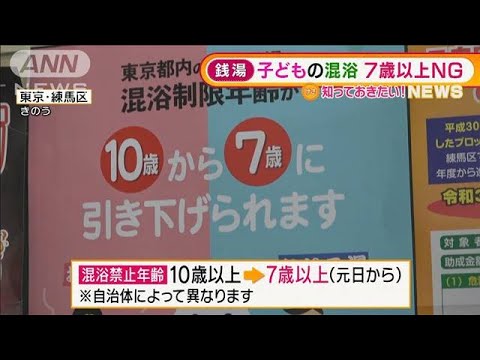 銭湯　子どもの混浴　7歳以上NG　親からは困惑の声(2022年1月6日)