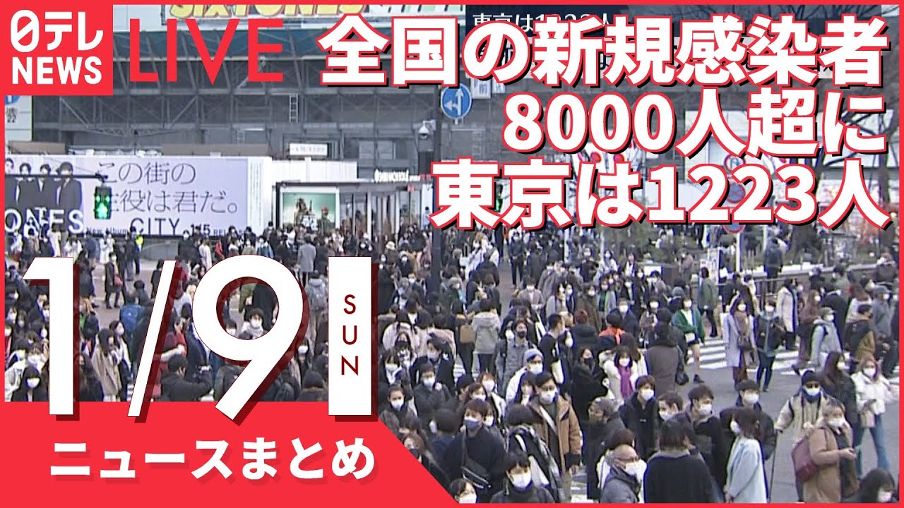 【夜ニュースまとめ】9日の全国の新規感染者8000人超に　など 1月9日の最新ニュース
