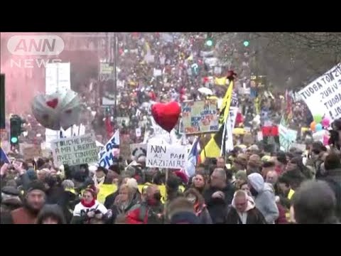 ベルギーでデモ隊暴徒化　接種など抗議でEU建物破壊(2022年1月24日)