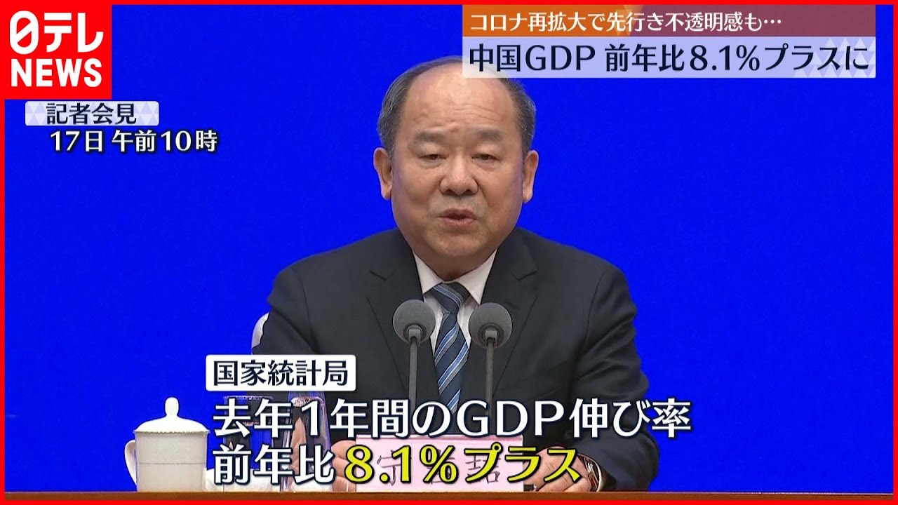【中国GDP】前年比8.1％プラスに 製造業や輸出が好調