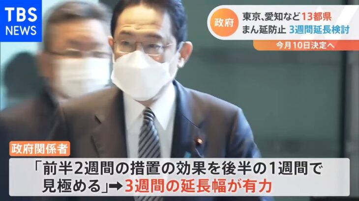 東京など13都県のまん延防止 3週間延長で検討