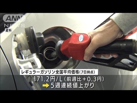 ガソリン171.2円/L　価格上昇止まらず(2022年2月9日)