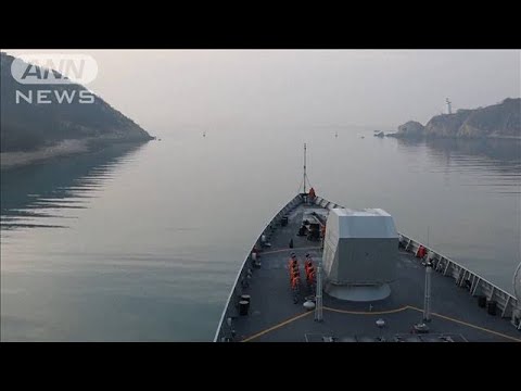 中国海軍　黄海でミサイル駆逐艦など2隻が演習実施(2022年2月23日)