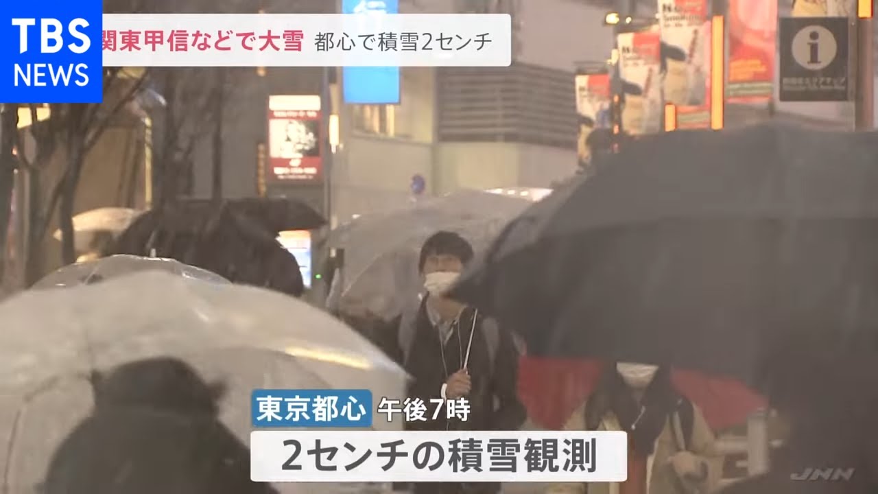 関東甲信などで大雪 都心でも2センチの積雪観測