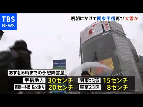 明朝にかけて関東甲信再び大雪か 東京23区など平野部も