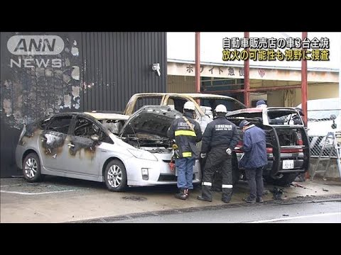 自動車販売店の車3台全焼　放火の可能性も　埼玉(2022年2月20日)