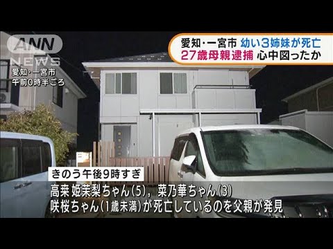 愛知で幼い3姉妹が死亡27歳母親逮捕　心中図ったか(2022年2月11日)