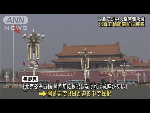 北京五輪開幕前に・・・国会で対中人権非難決議を採択(2022年2月1日)