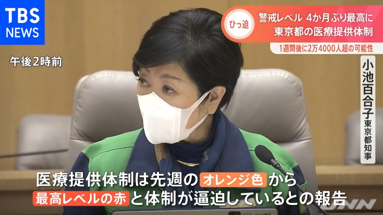 東京都・モニタリング会議 医療提供体制の警戒レベルが約4か月ぶり最高に