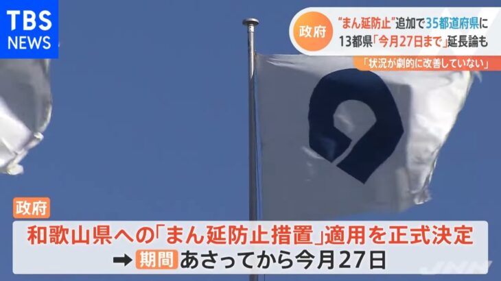 “まん延防止”和歌山追加で３５都道府県に 東京など「今月２７日まで」延長論も