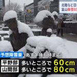 北陸など日本海側で大雪警戒、富山降雪８０センチも 交通障害注意