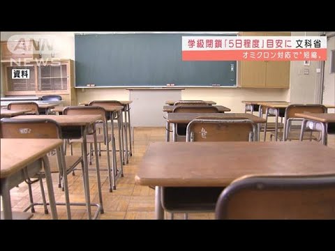 学級閉鎖「5日程度」に短縮　オミクロン株特性踏まえる(2022年2月2日)