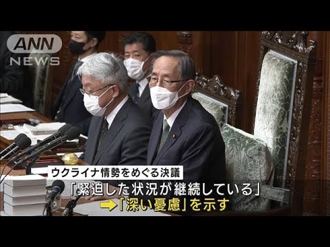 ウクライナ情勢に「深い憂慮」示す国会決議採択　ロシア名指しせず配慮も(2022年2月8日)