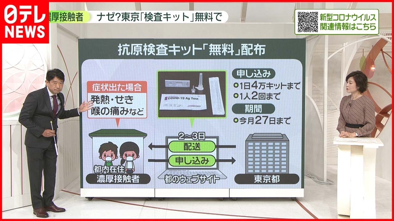 【抗原検査キット】濃厚接触者に無料配布　東京