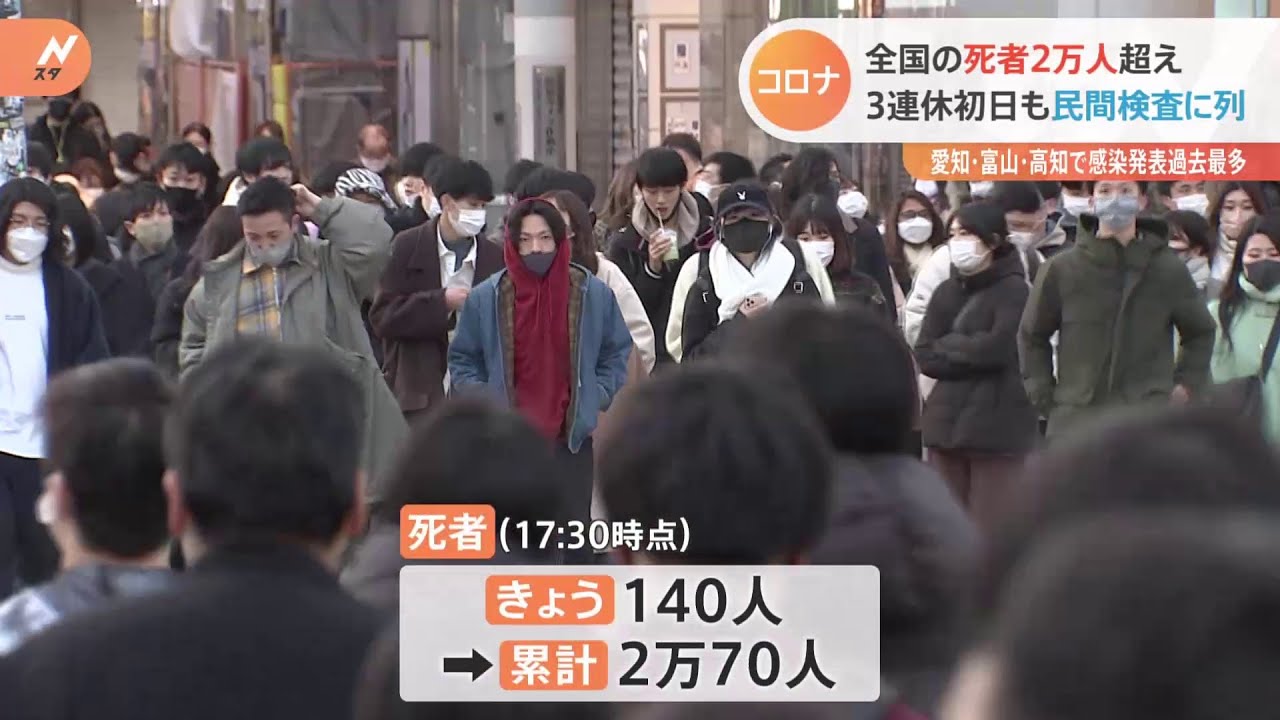 新型コロナ 全国の死者２万人超え、２０２０年からの累計