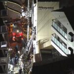 ２階建てアパートで火事　３人けが　うち１人を病院搬送　消火活動続く　大阪・生野区（2022年2月18日）