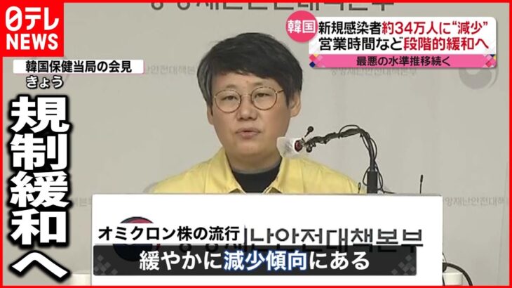 【韓国】新規感染者３４万人に“減少”さらなる規制緩和へ 新型コロナウイルス