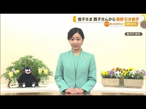 佳子さま　ミントグリーンの装い　オンラインで植樹に参加　眞子さんから引き継ぎ(2022年3月31日)