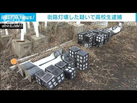 街路灯を足蹴り破壊・・・17歳の男子高校生逮捕　茨城・ひたちなか市で相次ぐ被害(2022年3月13日)