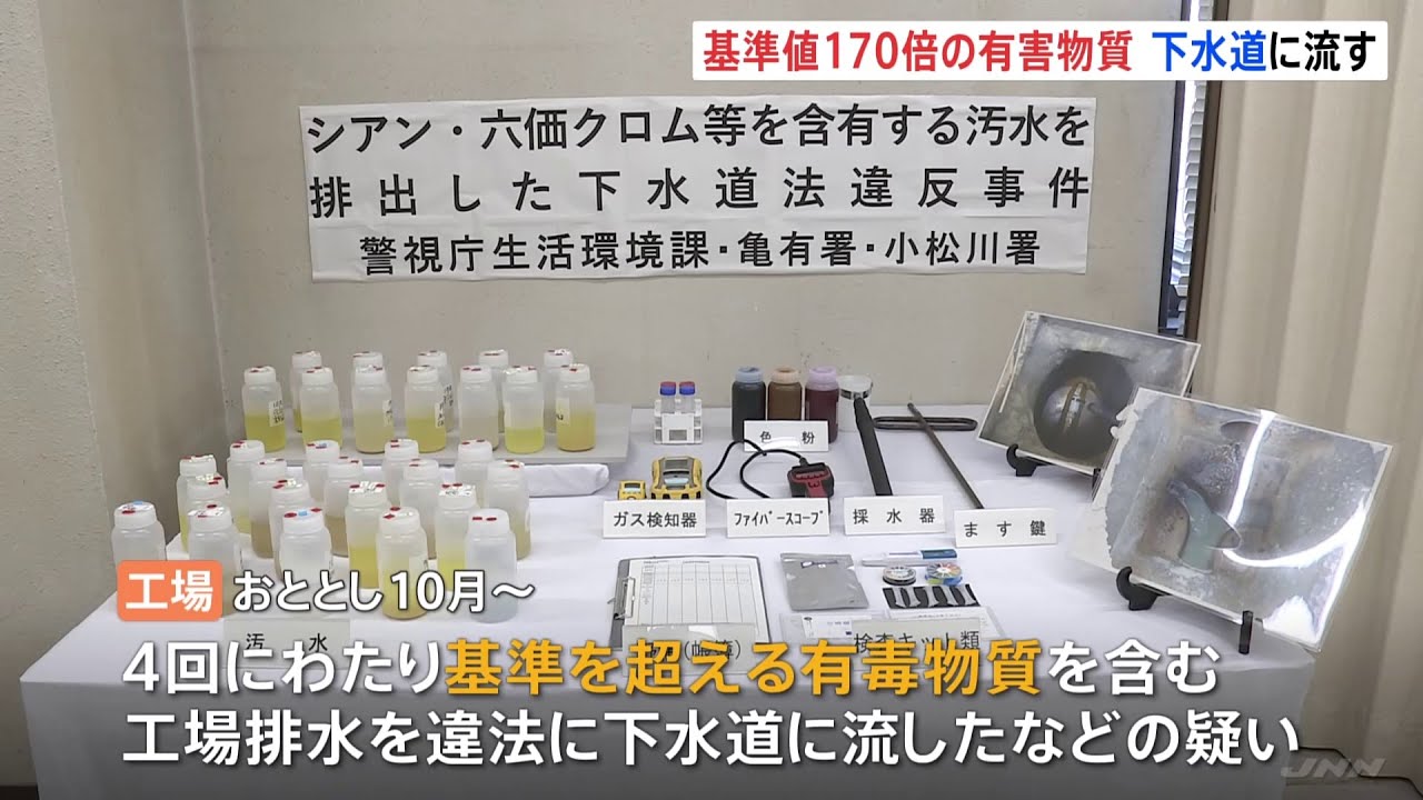 下町メッキ工場の排水から基準値170倍のシアン化合物 警視庁が摘発