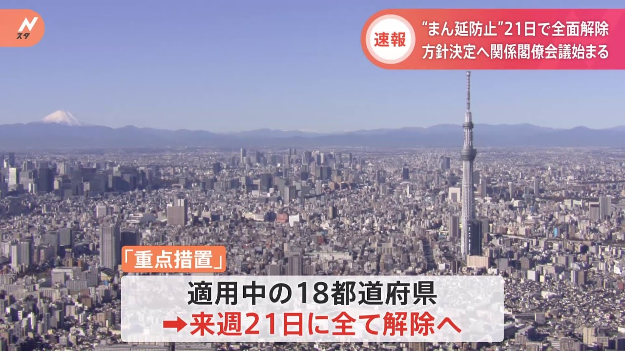 【速報】関係閣僚会議始まる 18都道府県の“まん延防止”全面解除へ