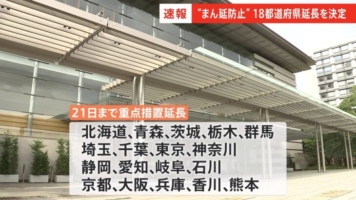 【速報】18都道府県の“まん延防止”21日まで延長、13県は6日で解除が正式決定