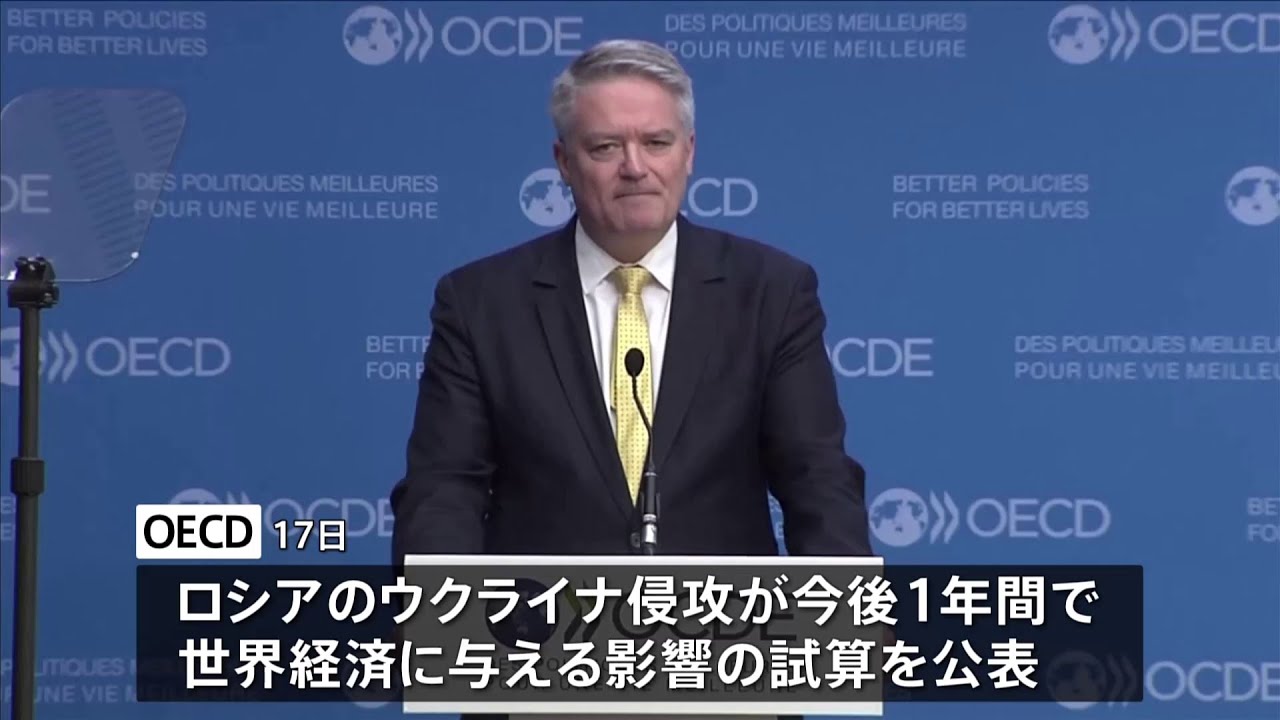 ウクライナ侵攻 経済成長率1ポイント押し下げ　OECDが試算