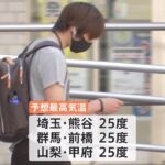 関東甲信中心に気温が上昇 東京は24度予想 「夏日」になれば9年ぶり