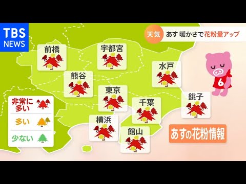 【3月24日関東の天気予報】 あす 暖かさで花粉量アップ