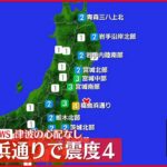 【速報】福島浜通りで震度4の地震 津波の心配なし