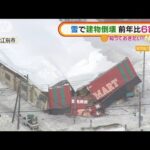 「雪」で建物倒壊・・・53件発生　前年比6割増　北海道(2022年3月8日)
